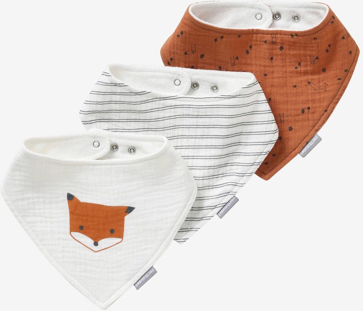 Vertbaudet 3er-Pack Baby Halstücher, Baumwoll-Musselin weiß/orange fuchs von vertbaudet Vertbaudet 3er-Pack Baby Halstücher, Baumwoll-Musselin weiß/orange fuchs von vertbaudet