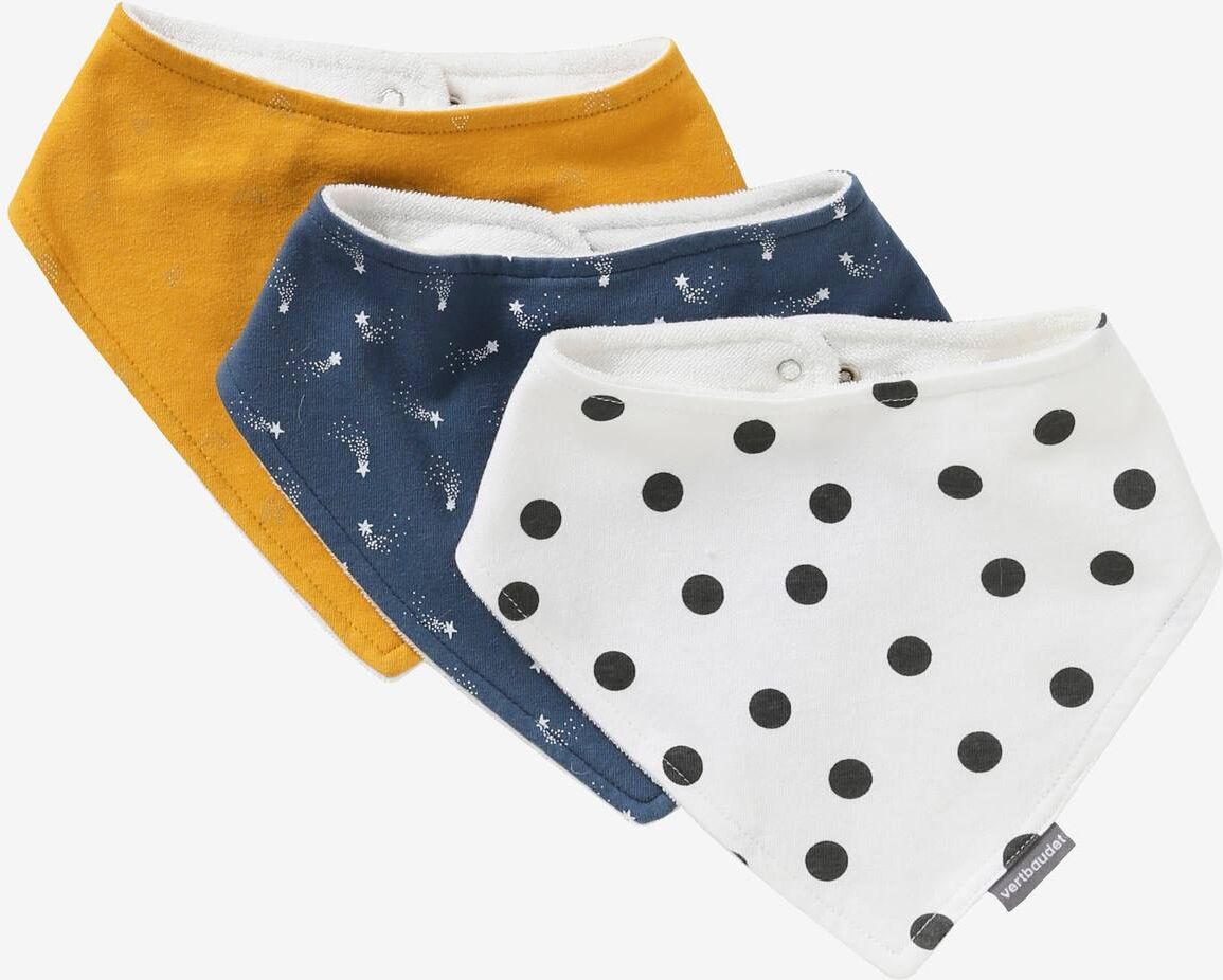 Vertbaudet 3er-Pack Baby Halstücher/Lätzchen senfgelb/nachtblau/weiß getupf von vertbaudet Vertbaudet 3er-Pack Baby Halstücher/Lätzchen senfgelb/nachtblau/weiß getupf von vertbaudet
