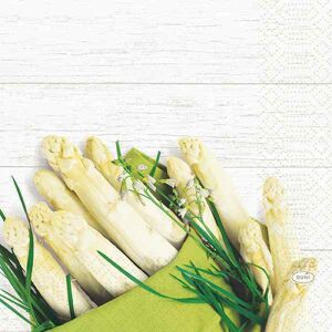 Duni Serviette Zelltuch White Asparagus 33x33 cm 3lagig 1/4 Falz 50 Stück