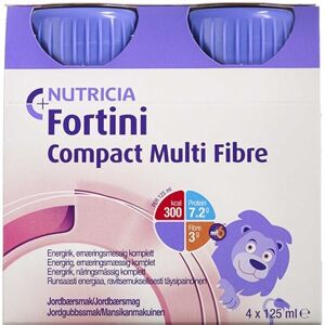 Nutricia Fortini Compact Multi Fibertilskud jordbær 4 x 125 ml - Børneernæring