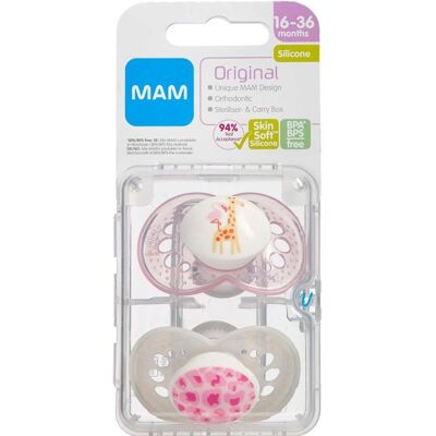 MAM - Original Sut 16-36 Mdr. - Assorterede farver - 2 stk - Suttekander MAM - Original Sut 16-36 Mdr. - Assorterede farver - 2 stk - Suttekander