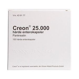 Abacus Creon Lipase 25.000 EP-e (Håndkøb, apoteksforbeholdt) 100 stk Enterokapsler, hårde - Maveenzymer