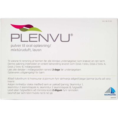 Norgine Plenvu Håndkøb, apoteksforbeholdt 1 dosis Pulver til oral opløsning Norgine Plenvu Håndkøb, apoteksforbeholdt 1 dosis Pulver til oral opløsning