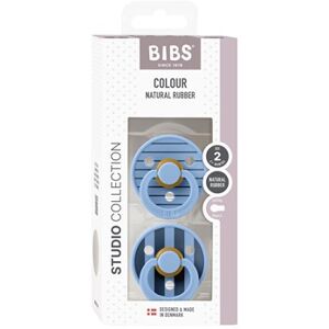 BIBS Pacifier Studio Colour 2 PACK Pin Latex Size 2 Sky Blue Mix 2 stk