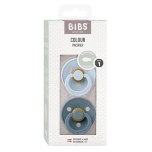 BIBS Colour 2 PACK Latex Size 1 Symmetrical Baby Blue/Petrol 2 stk