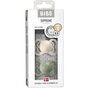 BIBS Supreme 2 PACK Silicone Ivory/Sage size 1 2 stk BIBS sut