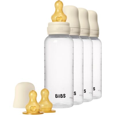 BIBS Baby Bottle Round Latex 4 pack 270 ml Ivory 4 stk BIBS Baby Bottle Round Latex 4 pack 270 ml Ivory 4 stk