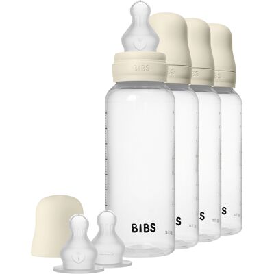 BIBS Baby Bottle Round Silicone 4 pack 270 ml Ivory 4 stk BIBS Baby Bottle Round Silicone 4 pack 270 ml Ivory 4 stk