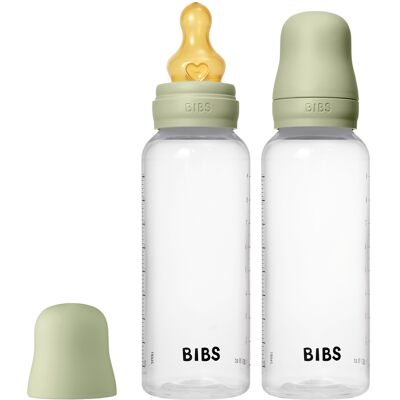 BIBS Baby Bottle Round Latex 2 pack 270 ml Medium Flow Sage 2 stk BIBS Baby Bottle Round Latex 2 pack 270 ml Medium Flow Sage 2 stk