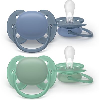 Philips Avent Pacifier ultra soft, 6-18m, Grøn / Blå 2 stk Philips Avent Pacifier ultra soft, 6-18m, Grøn / Blå 2 stk
