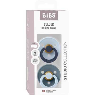 BIBS Pacifier Studio Colour 2 PACK Fusion Latex Size 2 Baby Blue Petrol mix 2 stk BIBS Pacifier Studio Colour 2 PACK Fusion Latex Size 2 Baby Blue Petrol mix 2 stk