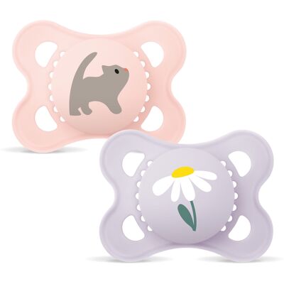 MAM Orig 0-6m Nat Rub 2p Box V Pink 2 stk MAM Orig 0-6m Nat Rub 2p Box V Pink 2 stk