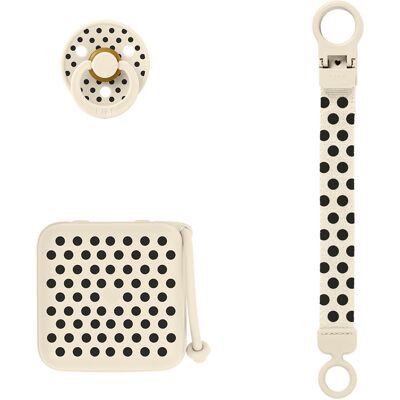 BIBS Gift Set Polka Soothe & Go Latex Size 2 Ivory Black 3 stk BIBS Gift Set Polka Soothe & Go Latex Size 2 Ivory Black 3 stk