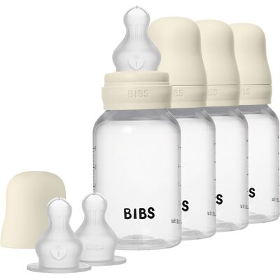 BIBS Baby Bottle Round Silicone 4 pack 150 ml Ivory 4 stk BIBS Baby Bottle Round Silicone 4 pack 150 ml Ivory 4 stk