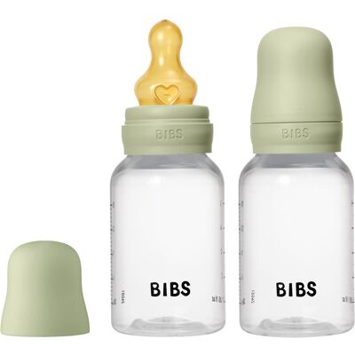BIBS Baby Bottle Round Latex 2 pack 150 ml Slow Flow Sage 2 stk BIBS Baby Bottle Round Latex 2 pack 150 ml Slow Flow Sage 2 stk