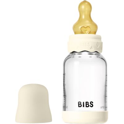 BIBS Baby Glas Boheme Flaske Natuurrubber Mellemstrøm Elfenben - Babyflaske BIBS Baby Glas Boheme Flaske Natuurrubber Mellemstrøm Elfenben - Babyflaske