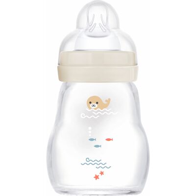 MAM Feel Good Glass Bottle 170 ml Neutral 1 stk MAM Feel Good Glass Bottle 170 ml Neutral 1 stk