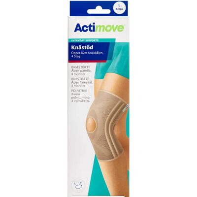 Actimove Knæstøtte, åben patella, 4 skinner Str L Medicinsk udstyr 1 stk Actimove Knæstøtte, åben patella, 4 skinner Str L Medicinsk udstyr 1 stk