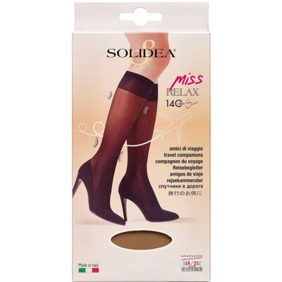 Solidea Miss Relax 140 Sheer Knæstrømpe Camel Small Medicinsk udstyr 1 par Solidea Miss Relax 140 Sheer Knæstrømpe Camel Small Medicinsk udstyr 1 par