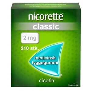 Nicorette Classic 2 mg 210 stk Medicinsk tyggegummi - Nikotintyggegummi