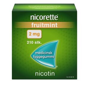 Nicorette Fruitmint 2 mg 210 stk Medicinsk tyggegummi - Nikotintyggegummi