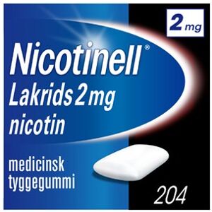 Nicotinell Lakrids 2 mg 204 stk Medicinsk tyggegummi - Nikotintyggegummi