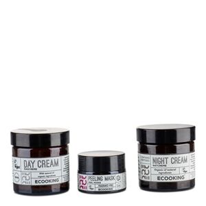 Ecooking Box 3 - Dagcreme SPF 20, Natcreme Parfumefri & Peel Mask 3 x 15 ml - Ansigtsmasker - Hudpleje