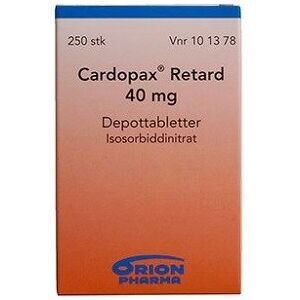 Cardopax Retard 40 mg (Håndkøb, apoteksforbeholdt) 250 stk Depottabletter orion pharma