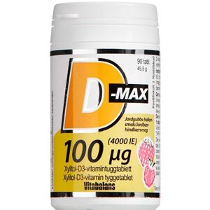 Vitabalans D-Max 100 µg Jordbær-Hindbærsmag Kosttilskud 90 stk - D-Vitamin Børn