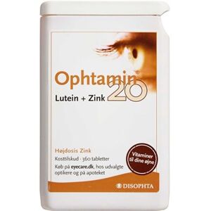 Ophtamin 20 Lutein+Zink Kosttilskud 360 stk