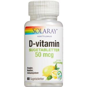 Solaray D-Vitamin Børn 50 µg Sugetabletter Kosttilskud 60 stk - Vitaminer