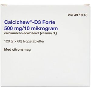 Calcichew-D3 Forte 500 mg+10 mikrogram 120 stk Tyggetabletter 2care4