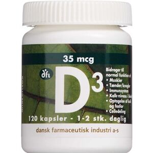 Grønne Vitaminer D3-Vitamin 35 µg Kapsler Kosttilskud 120 stk - D-Vitamin Børn - Kalktilskud