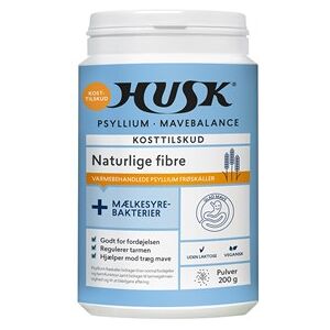 HUSK Psyllium Mavebalance Mælkesyre Pulver Kosttilskud 200 g - Loppefrøskaller