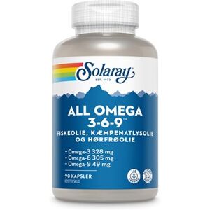 Solaray All Omega 3 - Omega 3 6 9 --6-9 Kosttilskud 90 kapsler - Fiskeolie