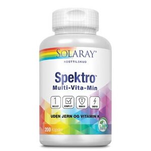 Solaray Spektro Uden Jern og Vitamin K Kosttilskud 200 stk