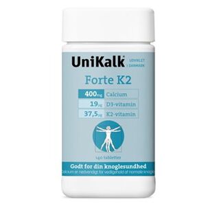 UniKalk Forte K2 Kosttilskud 140 stk - D-Vitamin Børn - Kalktilskud