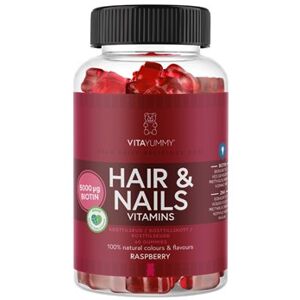 VitaYummy Hair & Nails Raspberry Kosttilskud 60 stk - Vingummi vitaminer - Hår vitamin, vitaminer til negle