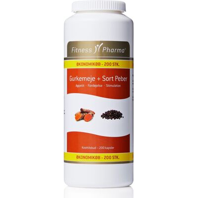 Fitness Pharma Gurkemeje + Sort Peber 200 kapsler - Kosttilskud Fitness Pharma Gurkemeje + Sort Peber 200 kapsler - Kosttilskud