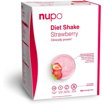 Nupo Jordbær Diæt Shake 12 - Lavkaloriefor at erstatte måltid Nupo Jordbær Diæt Shake 12 - Lavkaloriefor at erstatte måltid