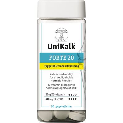 Unikalk Forte 20 Kosttilskud 90 stk Unikalk Forte 20 Kosttilskud 90 stk
