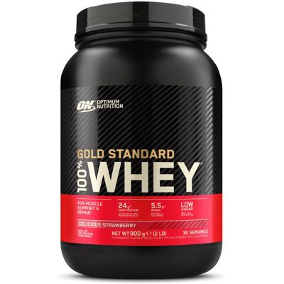 Optimum Nutrition 100% Whey Gold Standard 908g NY LOOK - Lækre Jordbær Optimum Nutrition 100% Whey Gold Standard 908g NY LOOK - Lækre Jordbær