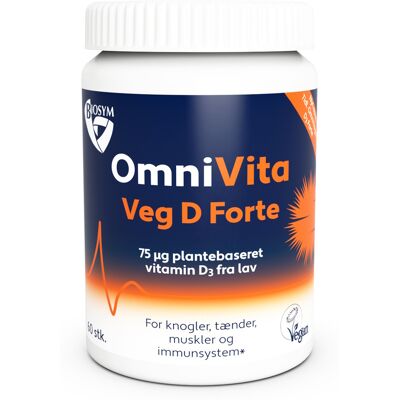 Biosym OmniVita Veg D Forte - Kosttilskud - 75μg Vitamin D3 - 60 Kapsler Biosym OmniVita Veg D Forte - Kosttilskud - 75μg Vitamin D3 - 60 Kapsler
