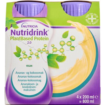 Nutridrink Plantebaseret Protein 2.0 Ananas-Kokos 4 x 200 ml Nutridrink Plantebaseret Protein 2.0 Ananas-Kokos 4 x 200 ml
