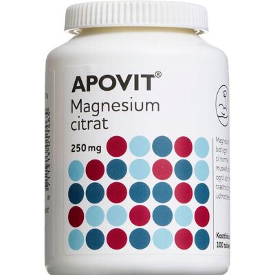 Apovit Magnesiumcitrat 250 mg Kosttilskud 100 stk Apovit Magnesiumcitrat 250 mg Kosttilskud 100 stk