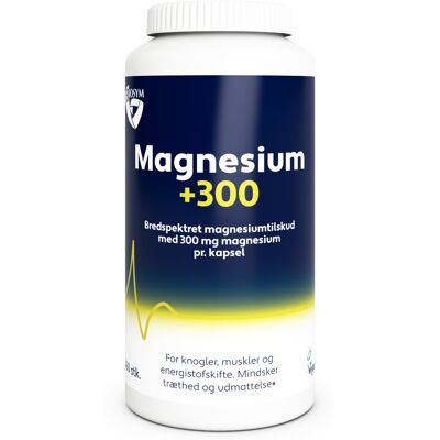 Biosym Magnesium +300 - Magnesiumtilskud - 160 kapsler Biosym Magnesium +300 - Magnesiumtilskud - 160 kapsler