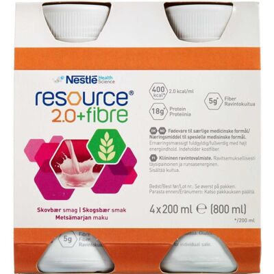 Resource 2.0+ Fibre Skovbær 4x200ml - Ernæringsdrik Resource 2.0+ Fibre Skovbær 4x200ml - Ernæringsdrik