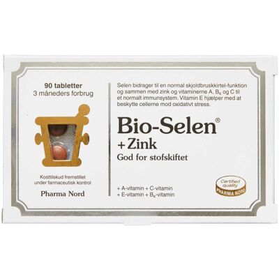 Pharma Nord Bio-Selen + Zink tabletter Kosttilskud 90 stk Pharma Nord Bio-Selen + Zink tabletter Kosttilskud 90 stk