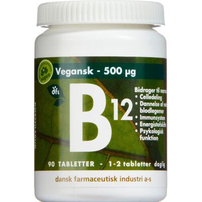Dansk Farmaceutisk Industri B12-Vitamin 500μg - Vegetarisk - Understøtter nervesystemet, immunforsvaret - 90 tabletter Dansk Farmaceutisk Industri B12-Vitamin 500μg - Vegetarisk - Understøtter nervesystemet, immunforsvaret - 90 tabletter