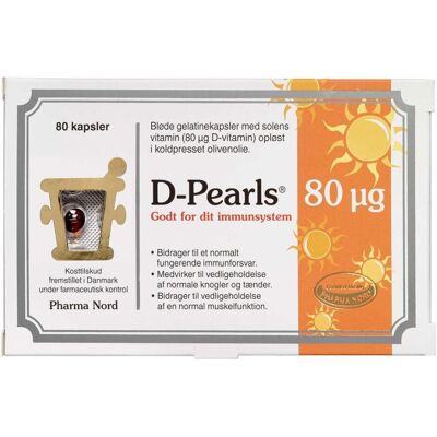 Pharma Nord D-pearls 80μg D-vitamin Tilskud - Understøtter knogler & immunforsvar Pharma Nord D-pearls 80μg D-vitamin Tilskud - Understøtter knogler & immunforsvar